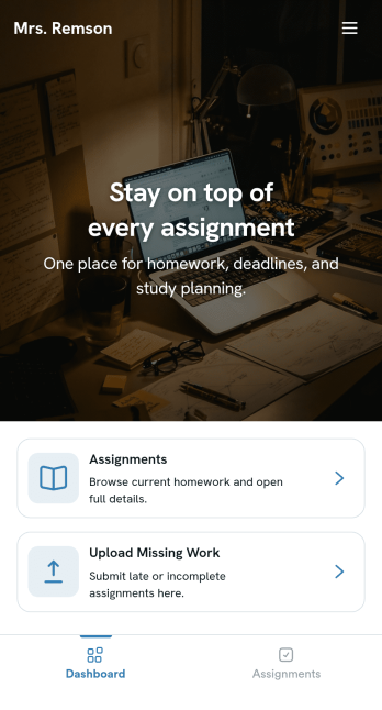 Homework Management App Template