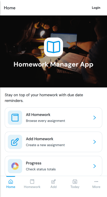 Homework Manager App Template