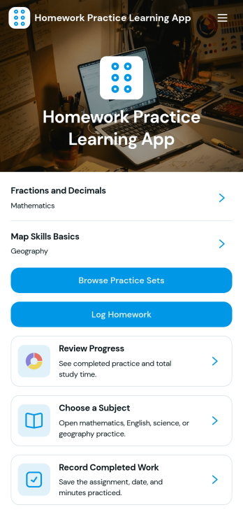 Homework Practice Learning App Template
