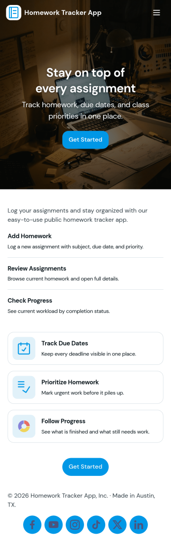 Homework Tracker App Template