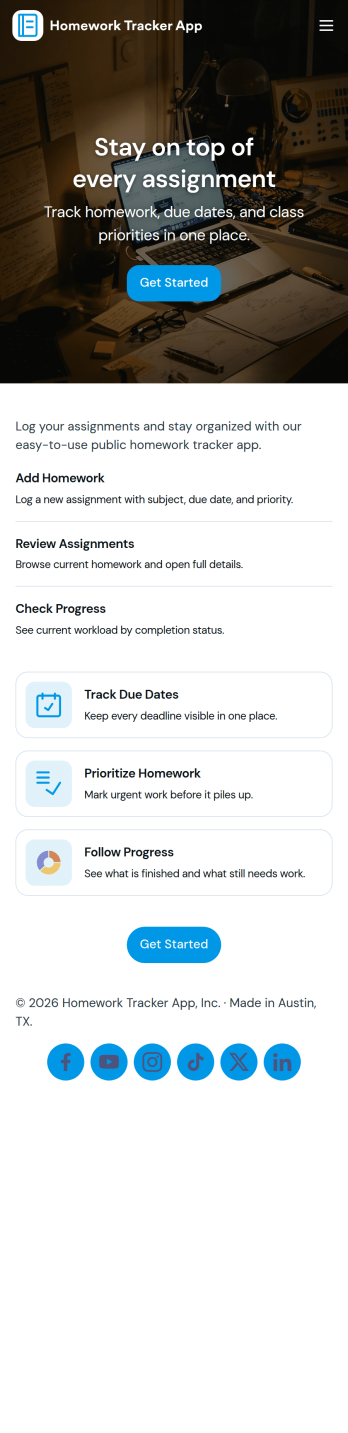 Homework Tracker App Template