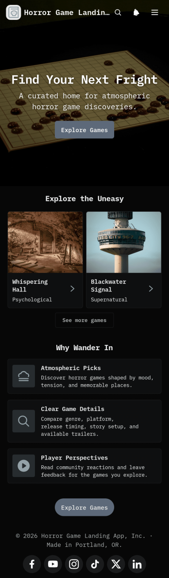 Horror Game Landing App Template