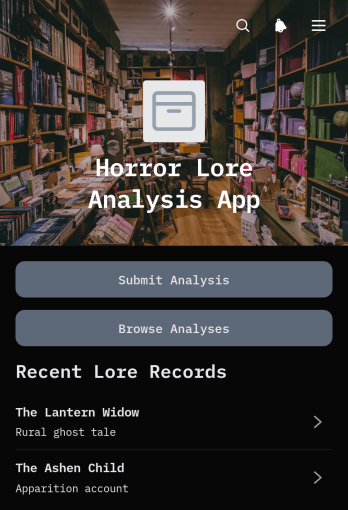 Horror Lore Analysis App Template