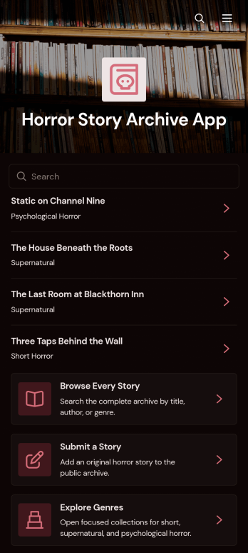 Horror Story Archive App Template