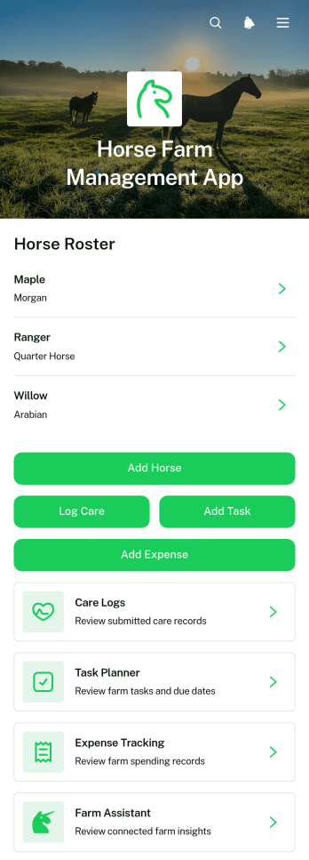 Horse Farm Management App Template