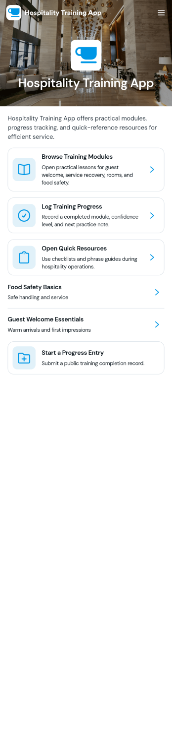 Hospitality Training App Template
