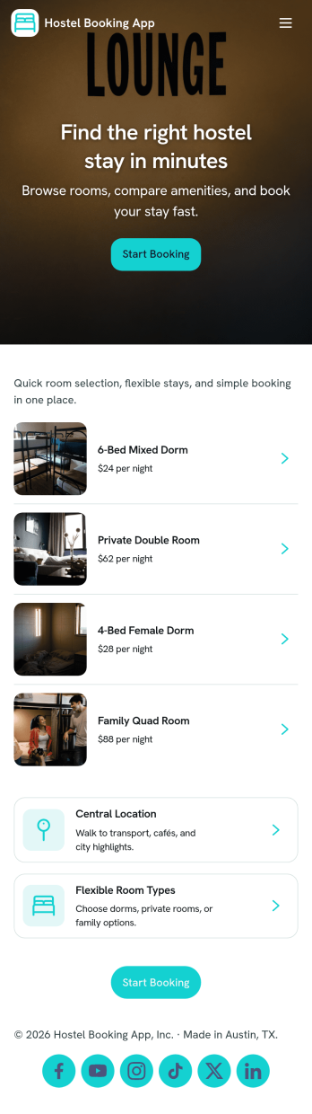 Hostel Booking App Template
