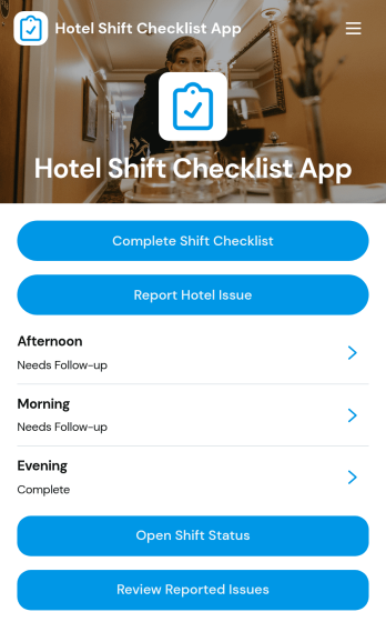 Hotel Shift Checklist App Template