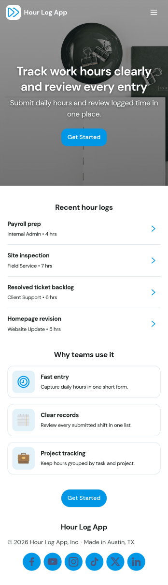 Hour Log App Template