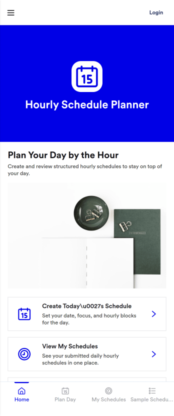 Hourly Schedule Planner App Template