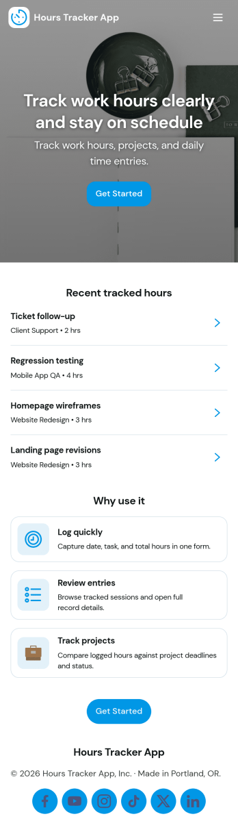 Hours Tracker App Template