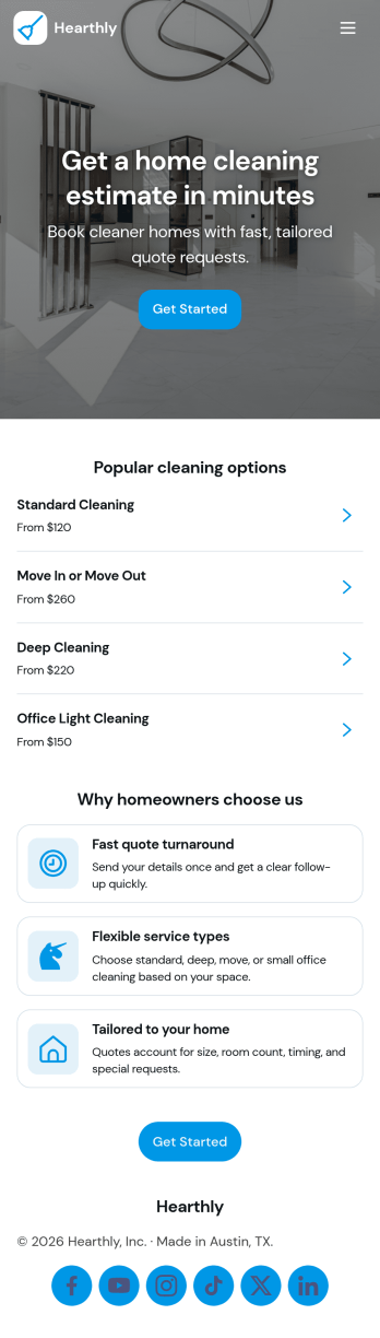 House Cleaning Estimate App Template