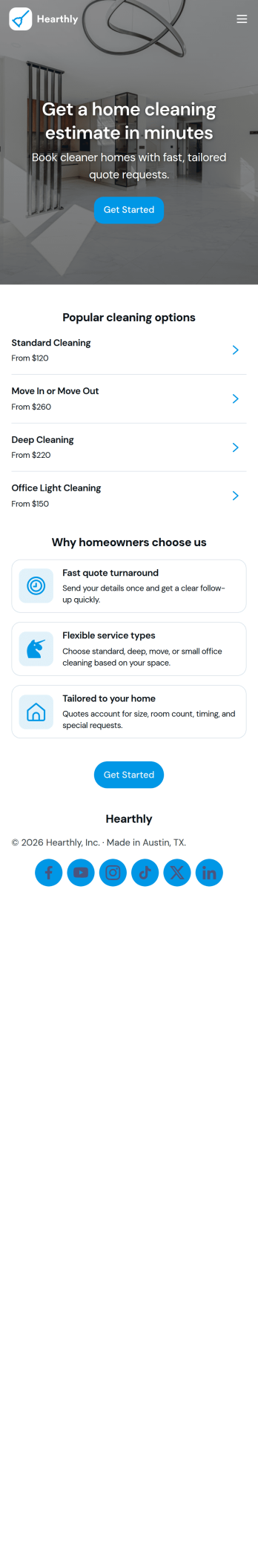 House Cleaning Estimate App Template