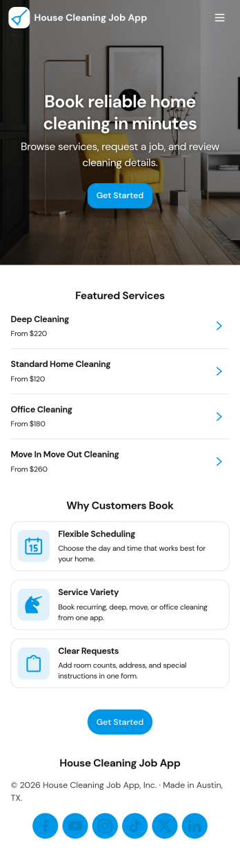 House Cleaning Job App Template