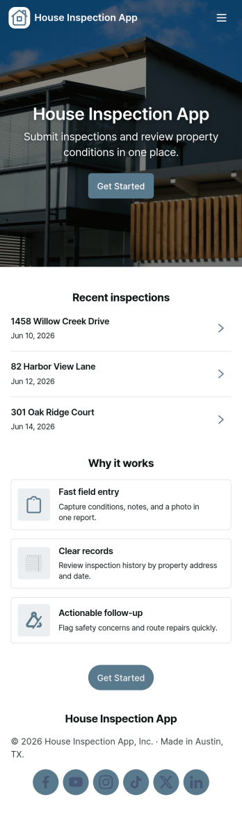 House Inspection App Template