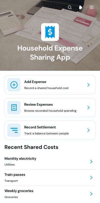 Household Expense Sharing App Template
