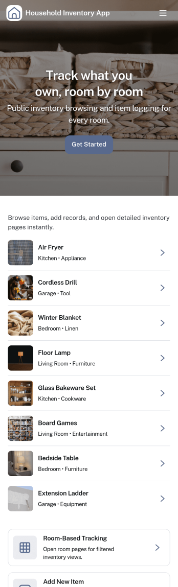 Household Inventory App Template