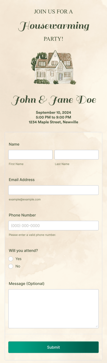 Housewarming RSVP App Template