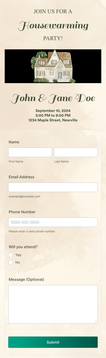 Housewarming RSVP App Template