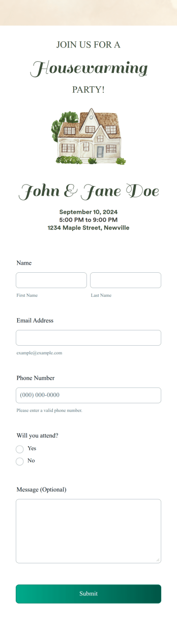 Housewarming RSVP App Template