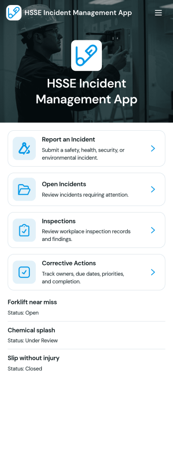HSSE Incident Management App Template