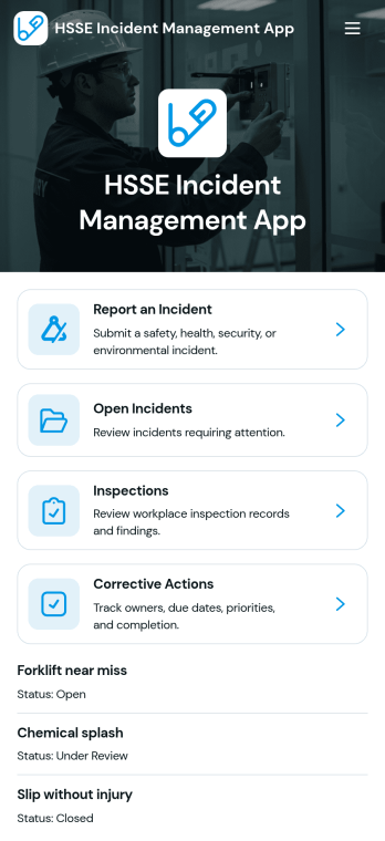 HSSE Incident Management App Template