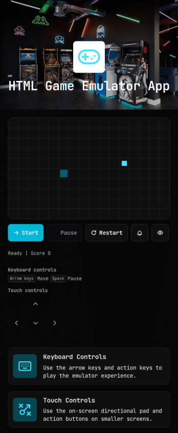HTML Game Emulator App Template