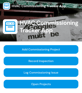 HVAC Commissioning Tracker App Template