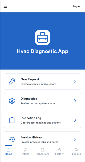Hvac Diagnostic App Template