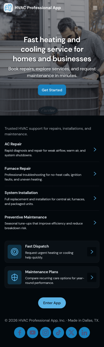 Hvac Professional App Template