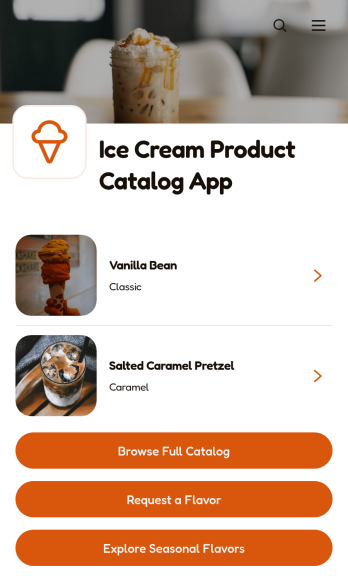 Ice Cream Product Catalog App Template
