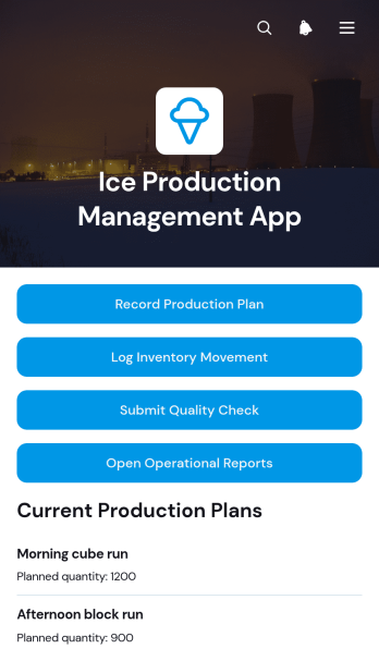 Ice Production Management App Template