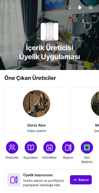 İçerik Üreticisi Üyelik Uygulama Șablonu