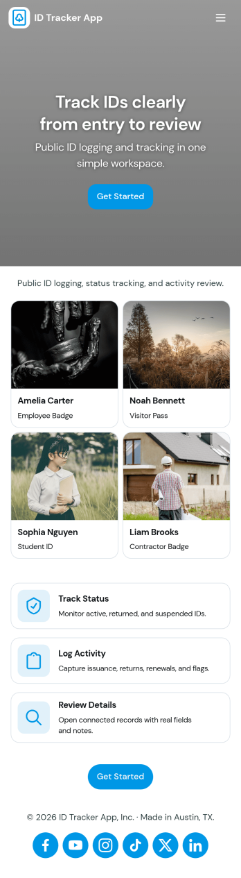 Id Tracker App Template