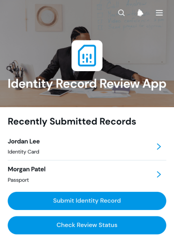 Identity Record Review App Template