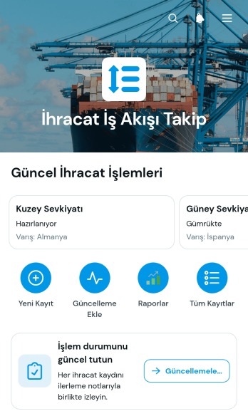 İhracat İş Akışı Takip Uygulama Șablonu