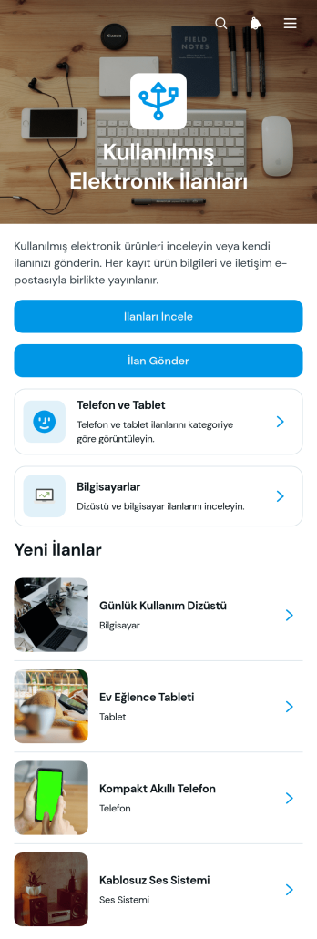 İkinci El Elektronik İlan Uygulama Șablonu
