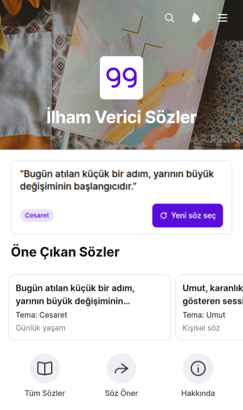 İlham Verici Sözler Uygulama Șablonu