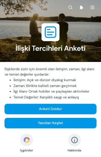 İlişki Tercihleri Anket Uygulama Șablonu