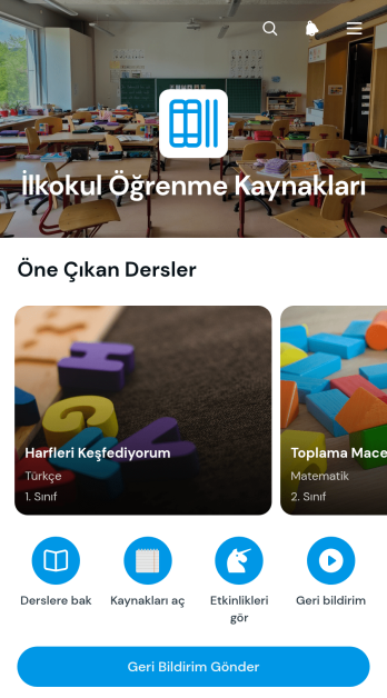 İlkokul Öğrenme Kaynakları Uygulama Șablonu