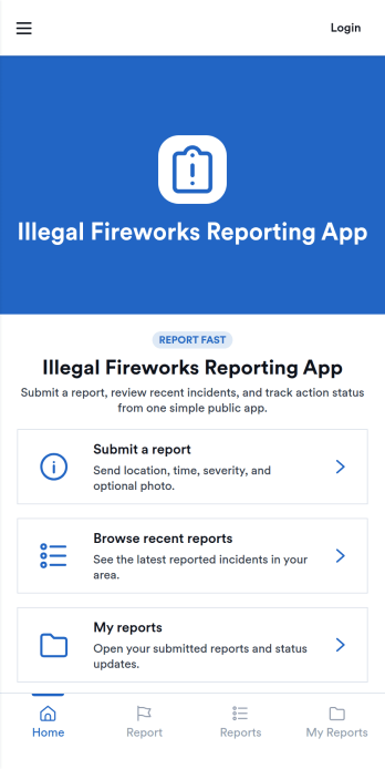 Illegal Fireworks Reporting App Template