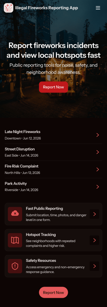 Illegal Fireworks Reporting App Template