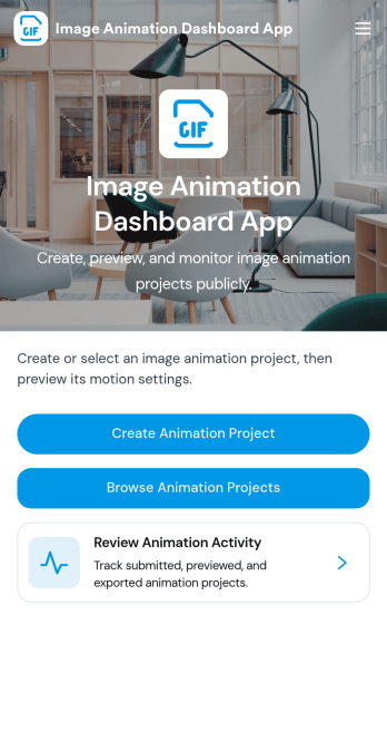 Image Animation Dashboard App Template