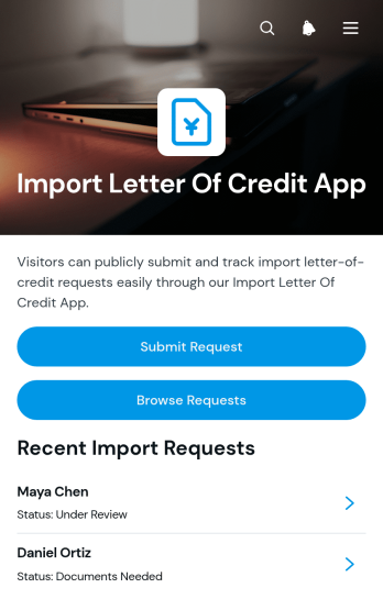 Import Letter of Credit App Template