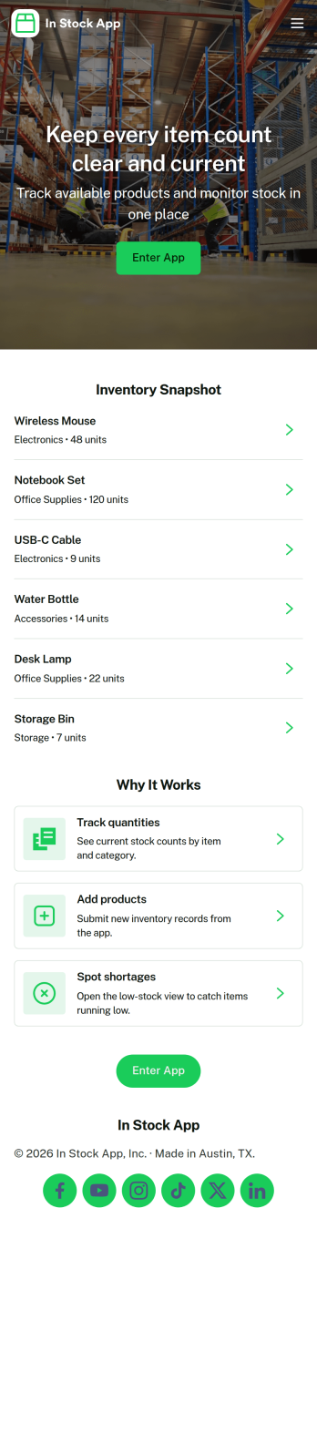In Stock App Template