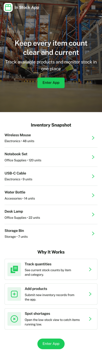 In Stock App Template
