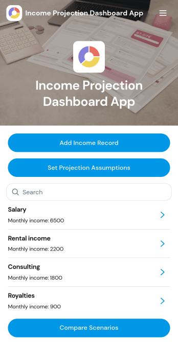 Income Projection Dashboard App Template