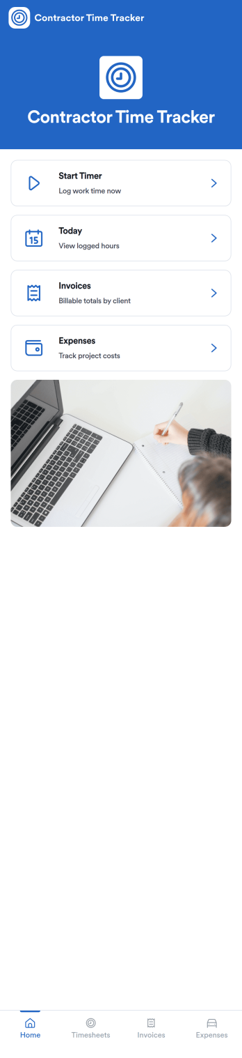 Independent Contractor Time Tracking App Template