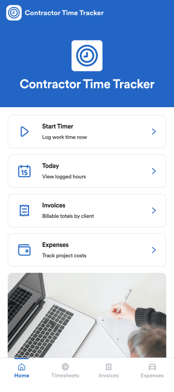 Independent Contractor Time Tracking App Template