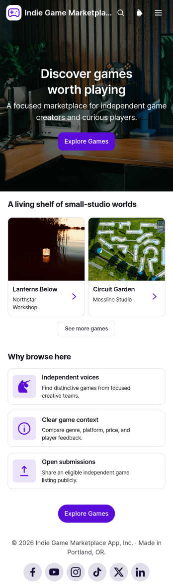 Indie Game Marketplace App Template